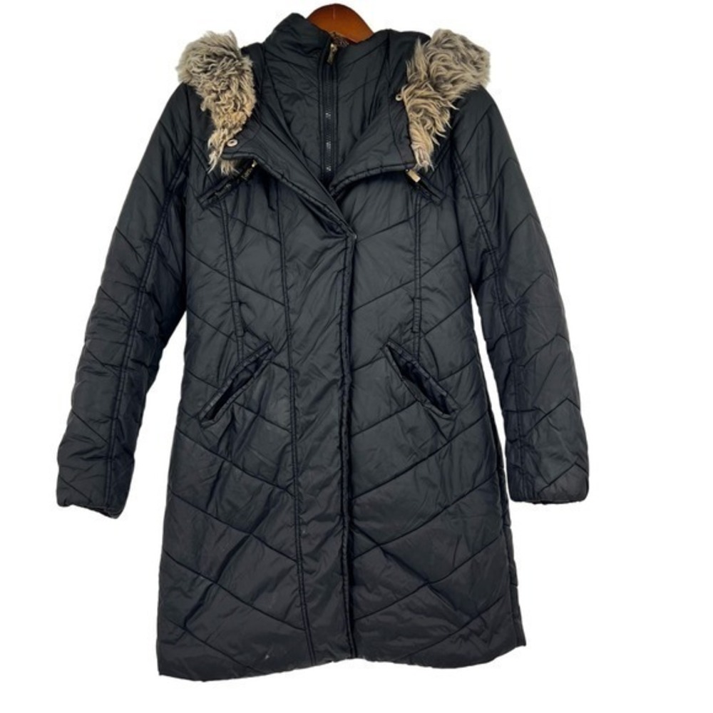 Rachel Roy Faux Fur Hood Winter Coat Black Puffer Jacket Women’s size XS